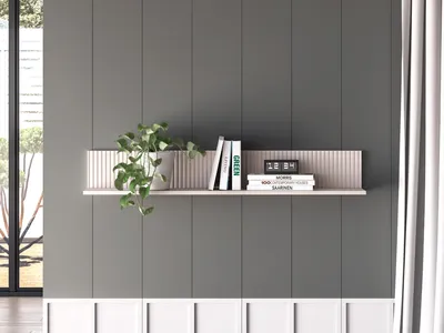Produktbild von Wandregal – Wandboard – Hängeregal – Dekoregal – DUNEA 10 – Kaschmir – 120 cm – Modernes Hängeregal für Wohnzimmer mit Holzoptik