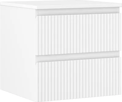 Produktbild von Mexen Rivel Badezimmerschrank unter dem Waschbecken 50 cm mit Arbeitsplatte, 2 Schubladen, gerillt, weiß matt - 91A20-05047-2-B?
