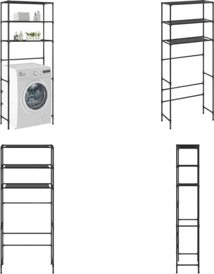 Produktbild von vidaXL Waschmaschinenregal 3 Ablagen Schwarz 69x28x169 cm - Regal Waschmaschine - Regal Waschmaschinen - WC-Regal - Toiletten-Regal