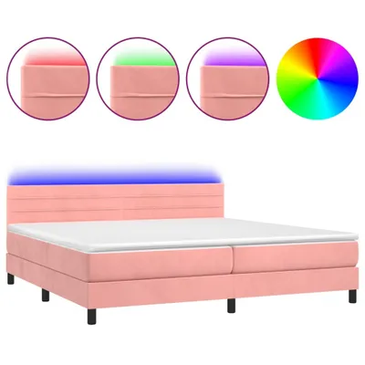 Produktbild von vidaXL Boxspringbett mit Matratze & LED Rosa 200x200 cm Samt