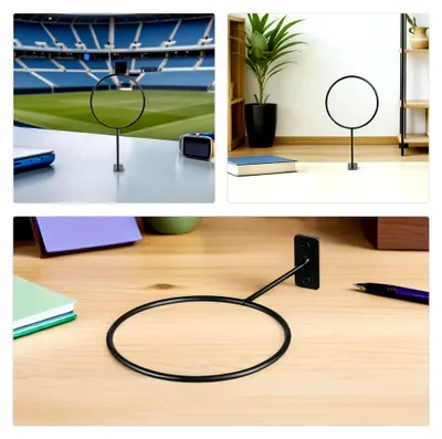 Produktbild von 2 Stück Wandhalterungen für Bälle aus schwarzem Metall – Universelle Ballhalterung für Fußball, Basketball, Volleyball und Football – Platzsparende Wandmontage