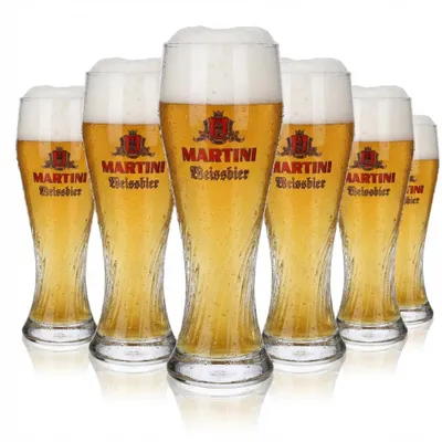 Produktbild von 6x Martini Weissbier Glas 0,3l Bierglas Gläser Relief Weizenbierglas