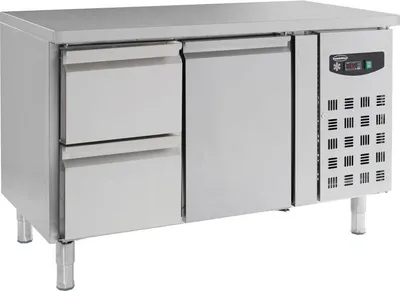Obrázok produktu pre Chladiaca vitrína COMBISTEEL 1360x700 mm – 1 dvere, 2 zásuvky, s ventilátorovým chladením