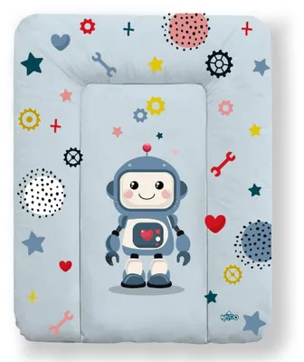 Produktbild von Kikido weiche Wickelauflage 70x50 cm - Baby Wickelunterlage - Wasserdicht, abwaschbar und pflegeleicht - Roboter