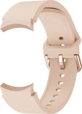 A close-up view of a pink silicone watch band.