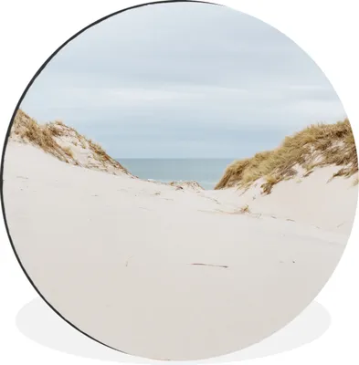 Produktbild von MuchoWow® Aluminium Wandkreis Sanddünen mit dem Meer im Hintergrund Ø 60 cm Wanddeko Modern Wohnzimmer - Wand Kreis - Wandbild - Schlafzimmer - Aluminium Bild - Kinderzimmer - Wohnzimmer Dekoration - Wandschmuck