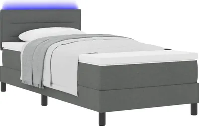 Obrázok produktu pre Posteľ s pružinovým rámom s LED Tmavo šedá 90 x 190 cm látka