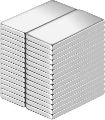 Immagine prodotto di 30 magneti rettangolari al neodimio, autoadesivi, argento, 20 x 10 x 1,6 mm
