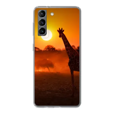 Produktbild von MuchoWow® Handyhülle Schutzhülle Hülle für Samsung Galaxy S21 Giraffe - Sonne - Savanne Silikon Softcase Handy Hülle - Softcase