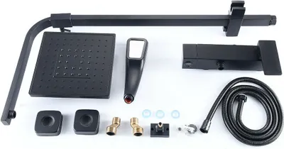 Zdjęcie produktu dla System prysznicowy nowoczesna deszczownica Zestaw prysznicowy Armatura prysznicowa z kolumną prysznicową Deszczownica Główka prysznicowa (czarna)
