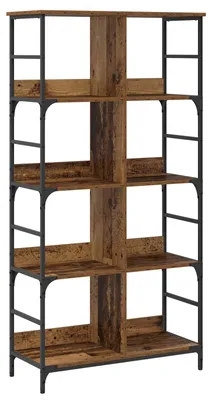 Obrázek produktu pro vidaXL Regál, 4 police, 78,5 x 33 x 153 cm, kov, překližka, masivní dřevo