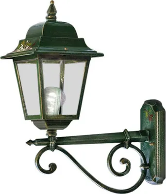 Produktbild von Wandlampe außen Aluminium E27 IP43 55 cm hoch in Grün Gold antik Blumendekor Bunt Rustikal