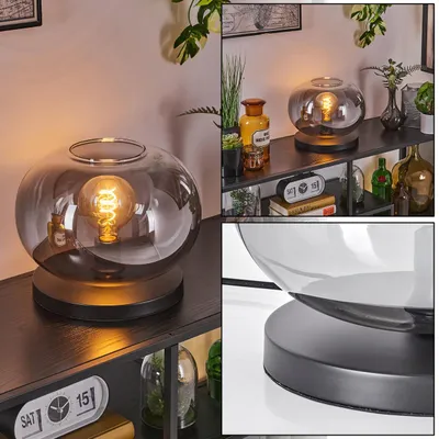 Produktbild von Carrone Tischlampe aus Metall/Glas in Schwarz/Rauchfarben/Klar