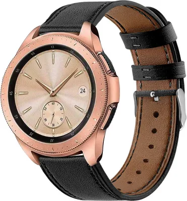 Produktbild von Strap-it Samsung Galaxy Watch 42mm Armband Leder (schlank Schwarz)