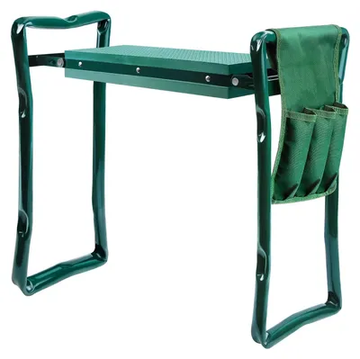 Produktbild von Garten-Kniehocker mit Griffen - Kniebank - Kniepolster - Sitz - Armeegrün