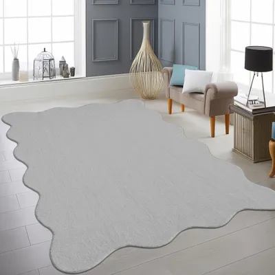 Obrázek produktu pro Koberec šedý měkký s moderním tvarem vlny velikost - 160 x 220 cm