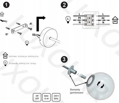 Obrázek produktu pro LUXOLAR - Led stropní svítidlo - Stropní svítidlo bílé zlaté 15 W, G9 - Svítidlo do obývacího pokoje, bílé skleněné koule
