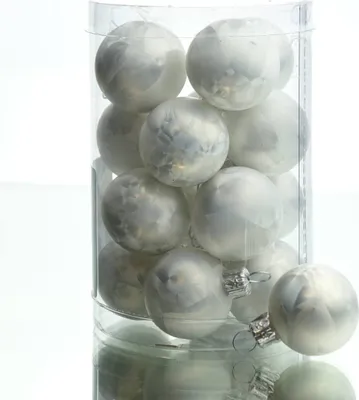 Produktbild von Christbaum-Mini-Kugeln Weiß Eislack Ø 3,5 cm aus Glas - 16er Set