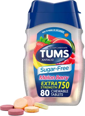 Immagine prodotto di Tums antiacido senza zucchero, bacche di melone, forza extra 750, 80 compresse