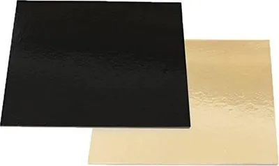 Image de Tapis à gâteau or carré noir 32x32cm
