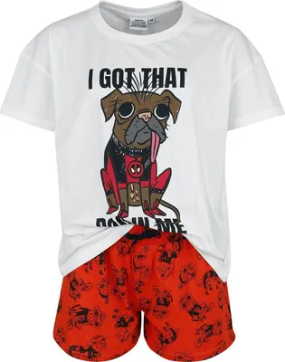 Produktbild von Deadpool Schlafanzug Damen 3 - Dogpool - I Got That Dog In Me weiß/rot L