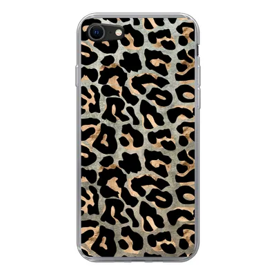 Produktbild von MuchoWow® Handyhülle Schutzhülle Hülle für iPhone SE 2022 Tiermuster - Panther - Braun Silikon Softcase Handy Hülle - Schutzhülle