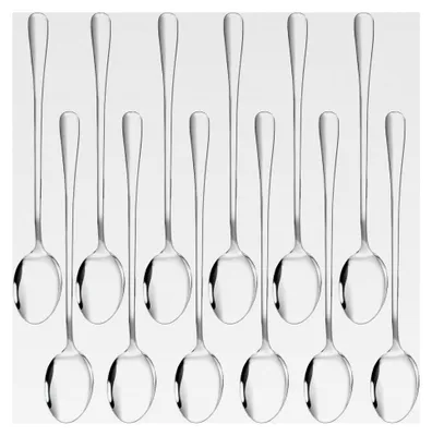 Produktbild von Set mit 12 Latte Macchiato Löffeln, 20 cm Edelstahl Eislöffel, Kaffeelöffel, Eisteelöffel, Dessertlöffel, Cocktail-Rührlöffel, Teelöffel, langer Griff Rührlöffel für Soda, Milchshake