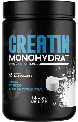 Produktbild von Bloom Naturals Creatin Monohydrat Pulver 500g vegan