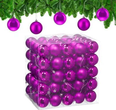 Image de Lot de 100 boules de Noël Relaxdays, décorations de Noël, mates et brillantes, boules de sapin ∅ 6 cm, décorations pour sapin de Noël, rose