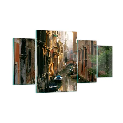 Produktbild von Bilder auf glas - Venedig Brücke Wasser Haus - 160x90cm - Glasbilder - Wandbilder - Kunstdruck - zum Aufhängen bereit - Wanddekoration aus Glas - Glas Bilder - Wandbild auf Glas - GDL160x90-2532