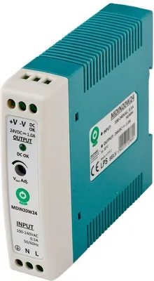 Produktbild von 24V DIN-Schienen-Netzteil 1A, Kunststoff, Schutzfunktionen