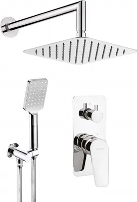 Obrázek produktu pro Skrytá sprchová souprava čtvercová, jednopáková, baterie, chrom