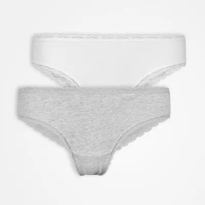 Produktbild von SNOCKS Brazilian Slip Lace Women, 2pcs Mix (Grey/White) Mix (Grey/White) L