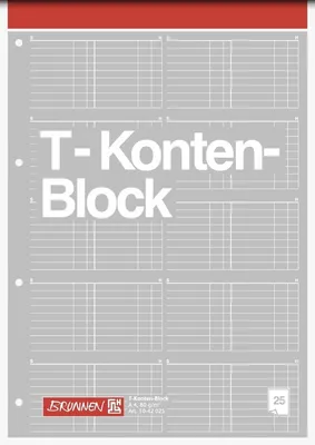 Produktbild von T-Konten-Block A4 80g/qm 25 Blatt Packung mit 10 Stück