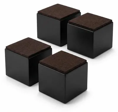 Productafbeelding van JustValue Meubelverhogers - Set van 4 - 6x6x5 cm - Zwart - met Zelfklevend Vilt - 2270 kg per poot - Geschikt voor Bank, Bed, Stoel en Kast - Ruimte voor Robotstofzuiger