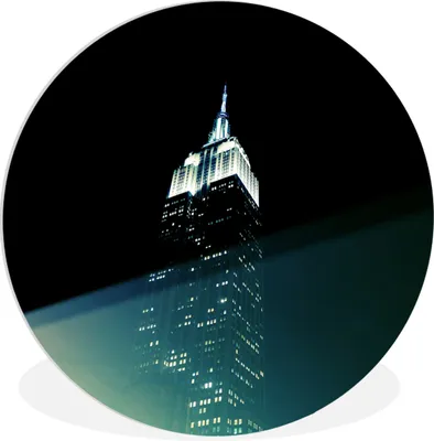 Produktbild von MuchoWow® Rundes Wandbild - Runde Bilder New York - Empire State Building - Nacht Ø 60 cm Kreis Wanddekoration Kunststoff - Wandkreis - Wandschmuck - Wand Kreis - Das Schlafzimmer - Die Bilder - Wandmalerei - Kunst für das Haus - das Plastik