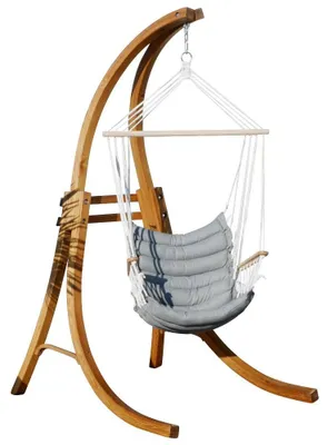 Produktbild von ALEOS. DESIGN Hängesessel Hängestuhl MALY mit Gestell aus Holz Lärche CAT-MALY Holzgestell komplett mit Stoffsessel