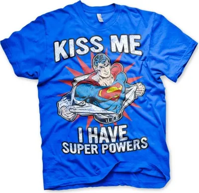 Produktbild von Kiss Me - I Have Super Powers T-Shirt - Small - Blue