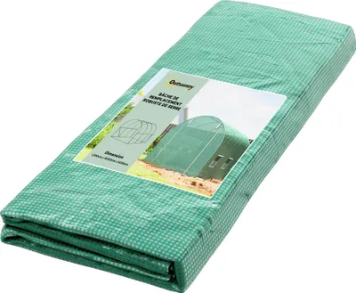 Image de Outsunny Bâche de Rechange Serre Tunnel 6 m², bâche 3 x 2 x 2 m PE Anti-UV imperméable 6 fenêtres + Porte Enroulable zippée Vert