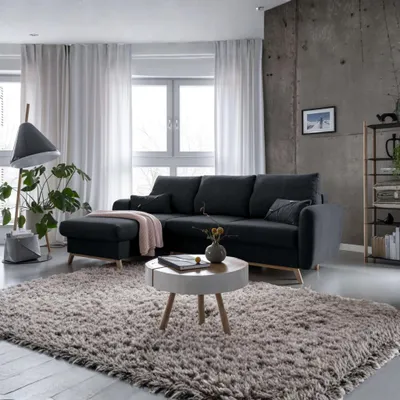 Produktbild von MIUFORM Scandic Lagom - Ecksofa mit Bettfunktion und Bettkasten L-FORM LINKS - 235x157cm - Dunkelgrau - Sofa Schlafsofa Couch