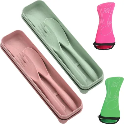 Produktbild von Praktisches Reisebesteckset mit wiederverwendbarem Besteck und Aufbewahrungstasche für Outdoor-Abenteuer und den täglichen Gebrauch
