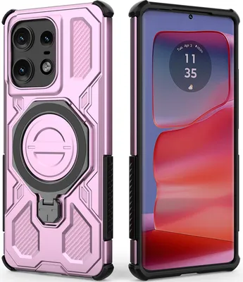 Obrázek produktu pro Odolný kryt na mobil pro Motorola Edge 50 Pro, robustní pouzdro s prstenovým stojánkem, magnetický držák a stojánkem Růžový