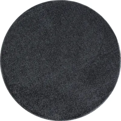 Produktbild von Kurzflor Teppich Wohnzimmer Grau 120x120 Rund Unicolor - Einfarbig aus Polypropylen