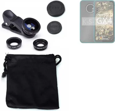 Produktbild von K-S-Trade Smartphone Kamera Linsen Set Kompatibel mit Gigaset GX4 3in1 Clip-On Kamera Adapter Macro Weitwinkel FishEye Fischauge Objektiv Linse
