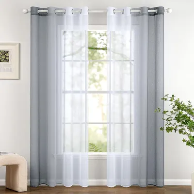Zdjęcie produktu dla Przezroczyste zasłony z przlotkami 140x245 cm, zestaw 2 szt., gradient, szary, do salonu