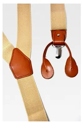 Produktbild von Beige Hosenträger Einstellbar - 3 Clips oder 6 Knöpfen - Y Form - Klassisch und Elegant
