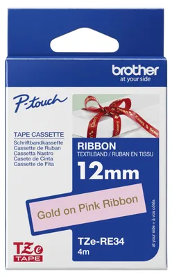 Produktbild von Brother TZE-RE34, Gold auf Rosa, TZe, Schwarz, Wärmeübertragung, China, 5 Jahr(e)
