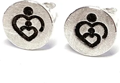 Produktbild von runde Ohrstecker 925/- Sterling Silber Mutter - Kind - Motiv geschwärzt 9mm