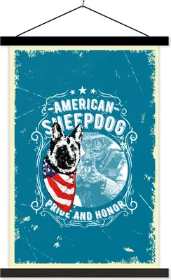 Produktbild von MuchoWow® Textilposter Jahrgang - Armee - Hund 120x180 cm mit schwarzem Rahmen - Fotos