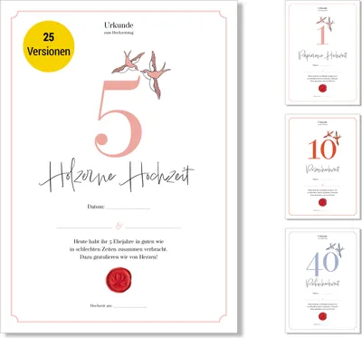 Immagine prodotto di Frank Paperman® | 5° Anniversario di Matrimonio | Anniversario di Matrimonio | Regalo di Matrimonio in legno |  di Anniversario di Matrimonio | Classico | Prestampato in DIN-A4